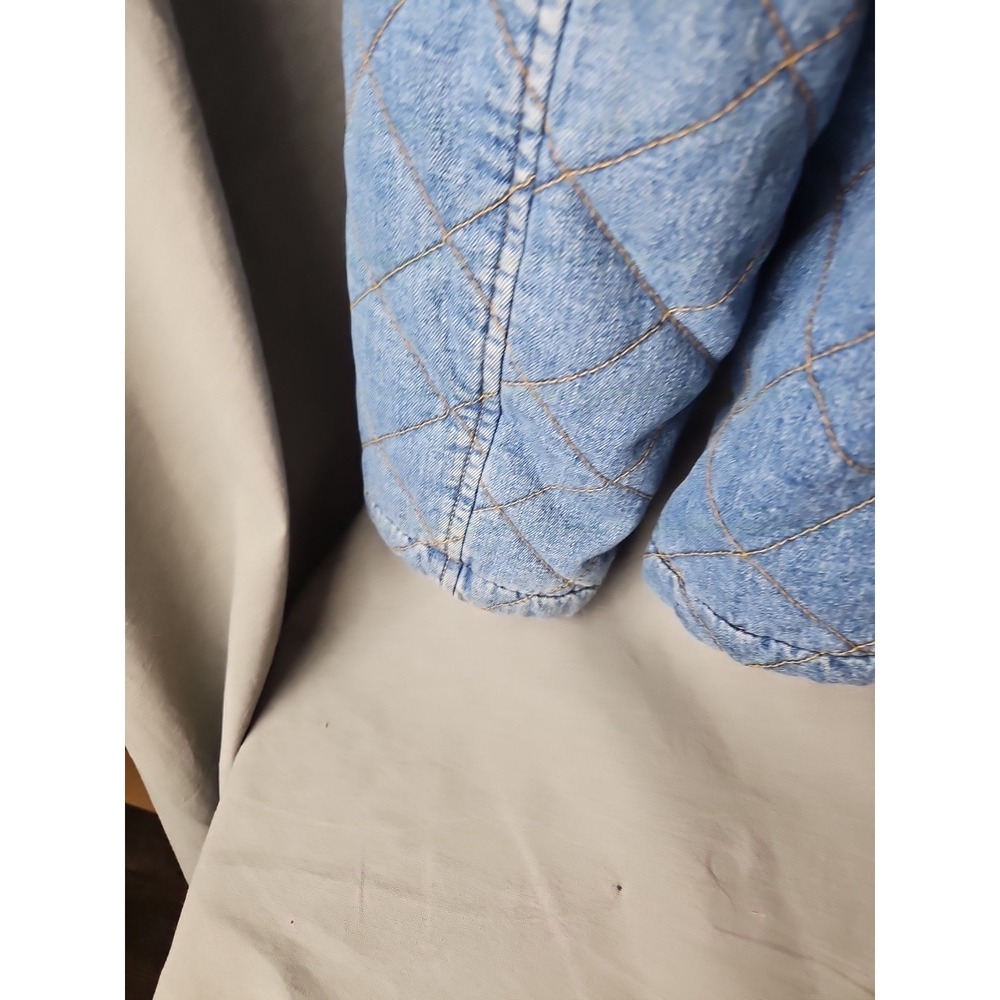 Vintage Lauren Jeans Co Jacket Womens Large Quilted Denim Equestrian Barn Coat - Picture 4 of 11